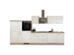 Outlet Flex-Well Exclusiv Küchenzeile Valero 360 cm Hochglanz Weiß