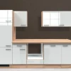 New Flex-Well Exclusiv Küchenzeile Valero 280 cm ohne E-Geräte Hochglanz Weiß