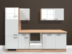 New Flex-Well Exclusiv Küchenzeile Valero 280 cm ohne E-Geräte Hochglanz Weiß