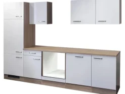 New Flex-Well Exclusiv Küchenzeile Valero 280 cm ohne E-Geräte Hochglanz Weiß