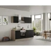 Outlet Flex-Well Exclusiv Küchenzeile Capri 210 cm Schwarz Matt-Endgrain Oak