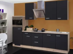 Outlet Flex-Well Exclusiv Küchenzeile Lara 280 cm Anthrazit-San Remo Eiche NB