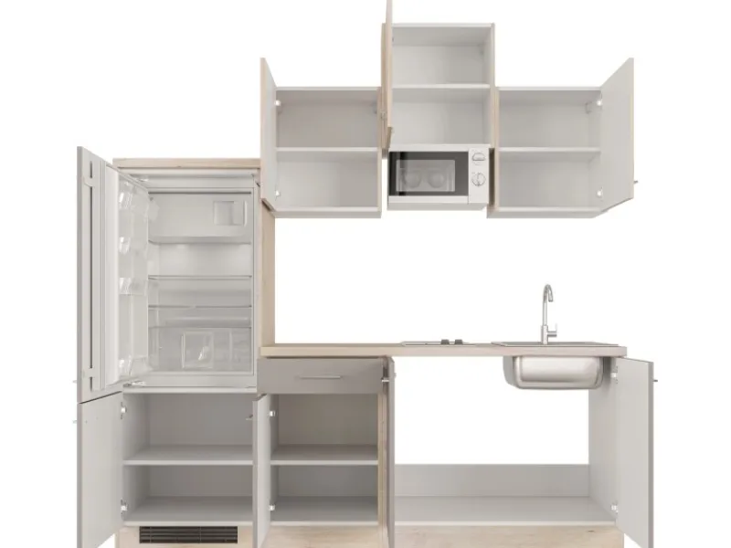 Sale Flex-Well Exclusiv Küchenzeile Arizona 210 cm Quarz Cubanit - San Remo Eiche