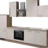 Flex-Well Exclusiv Kühlschränke|Einbauküchen<Küchenzeile Orlando 280 cm Kaschmir Glanz-Sonoma Eiche