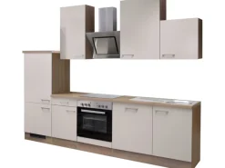 Flex-Well Exclusiv Kühlschränke|Einbauküchen<Küchenzeile Orlando 280 cm Kaschmir Glanz-Sonoma Eiche