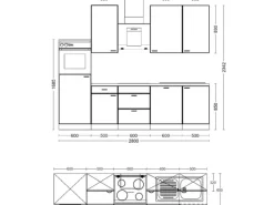 Flex-Well Exclusiv Küchenzeile Cara 280 cm Schilfgrün matt - Artisan Eiche< Kühlschränke|Kochfelder