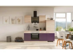 Sale Flex-Well Exclusiv Küchenzeile Focus 220 cm Akazie - Aubergine