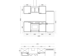 Outlet Flex-Well Exclusiv Küchenzeile Valero 220 cm Hochglanz Weiß - Sonoma Eiche