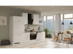 Flex-Well Exclusiv Einbauküchen|Kochfelder<Küchenzeile Joelina 310 cm Weiß matt - Beton Grau