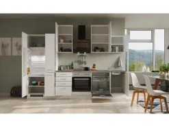 Flex-Well Exclusiv Einbauküchen|Kochfelder<Küchenzeile Joelina 310 cm Weiß matt - Beton Grau