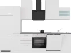 Flex-Well Exclusiv Einbauküchen|Kochfelder<Küchenzeile Joelina 310 cm Weiß matt - Beton Grau