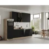 Discount Flex-Well Exclusiv Küchenzeile Capri 280 cm Schwarz Matt-Endgrain Oak