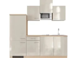 Discount Flex-Well Exclusiv Küchenzeile Orlando 210 cm Kaschmir Glanz - Sonoma Eiche
