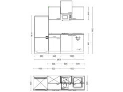 Discount Flex-Well Exclusiv Küchenzeile Orlando 210 cm Kaschmir Glanz - Sonoma Eiche