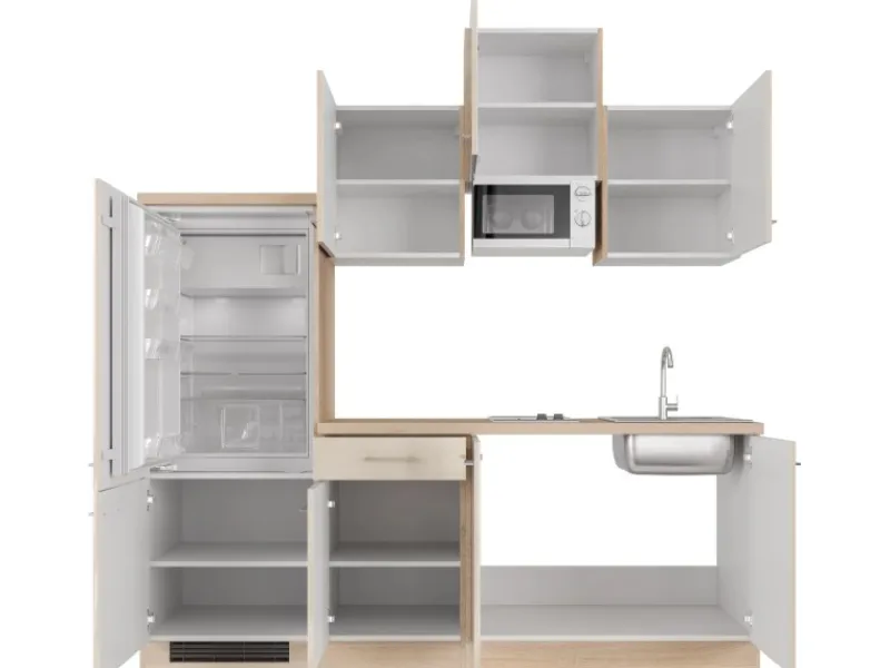 Discount Flex-Well Exclusiv Küchenzeile Orlando 210 cm Kaschmir Glanz - Sonoma Eiche