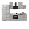 Flex-Well Exclusiv Küchenzeile Lund 310 cm Lichtgrau glänzend-Rauchgrau< Kühlschränke