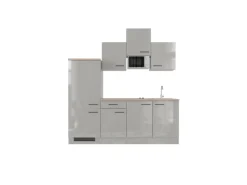 New Flex-Well Exclusiv Küchenzeile 1602-002 Lund 210 cm Lichtgrau glänzend-Rauchgrau