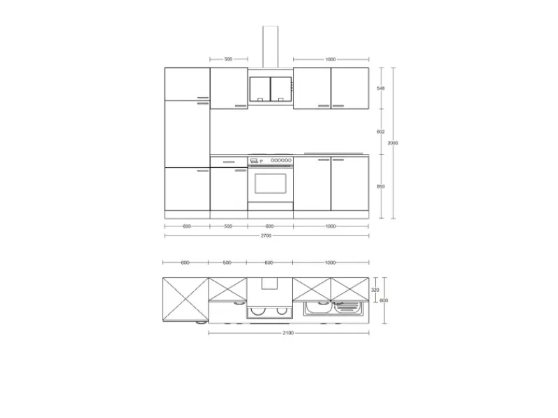 Flex-Well Exclusiv Küchenzeile Lund 270 cm Lichtgrau glänzend-Rauchgrau< Kühlschränke