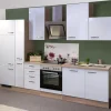 Flex-Well Exclusiv Küchenzeile Valero 310 cm Hochglanz Weiß-Sonoma Eiche< Kochfelder|Küchenschränke