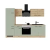 Flex-Well Exclusiv Einbauküchen<Küchenzeile Cara 270 cm Schilfgrün matt - Artisan Eiche