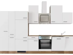 Flex-Well Exclusiv Kühlschränke<Küchenzeile Vintea 360 cm Magnolia matt - Lancelot Oak