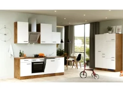 Flex-Well Exclusiv Kühlschränke<Küchenzeile Vintea 360 cm Magnolia matt - Lancelot Oak