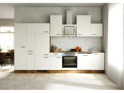 Flex-Well Exclusiv Kühlschränke<Küchenzeile Vintea 360 cm Magnolia matt - Lancelot Oak