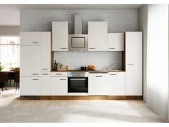 Flex-Well Exclusiv Kühlschränke<Küchenzeile Vintea 360 cm Magnolia matt - Lancelot Oak