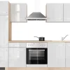 Flex-Well Exclusiv Küchenzeile Valero 270 cm Hochglanz Weiß - Sonoma Eiche< Einbauküchen|Kühlschränke