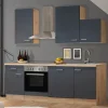 Flex-Well Exclusiv Winkelküchen|Einbauküchen<Küchenzeile Morena 220 cm Basaltgrau Matt - San Remo Eiche