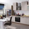 Flex-Well Exclusiv Küchenzeile Orlando 280 cm Kaschmir Glanz-Sonoma Eiche< Kochfelder|Kühlschränke