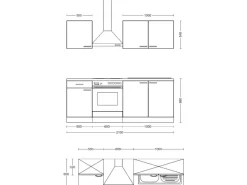 Flex-Well Exclusiv Küchenzeile Valero 210 cm Hochglanz Weiß - Sonoma Eiche< Herde|Kochfelder