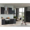 Clearance Flex-Well Exclusiv Küchenzeile Lara 360 cm Anthrazit - San Remo Eiche