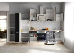 Clearance Flex-Well Exclusiv Küchenzeile Lara 360 cm Anthrazit - San Remo Eiche