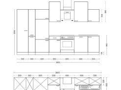 Clearance Flex-Well Exclusiv Küchenzeile Lara 360 cm Anthrazit - San Remo Eiche