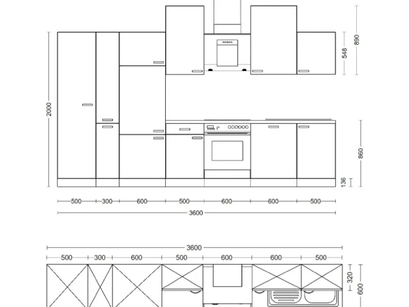 Clearance Flex-Well Exclusiv Küchenzeile Lara 360 cm Anthrazit - San Remo Eiche