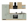Outlet Flex-Well Exclusiv Küchenzeile Cara 310 cm Schilfgrün matt - Artisan Eiche