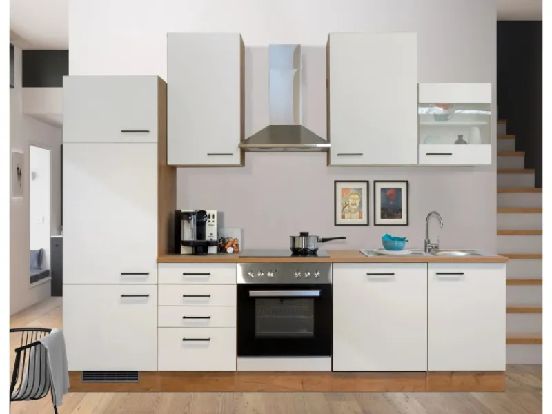 Discount Flex-Well Exclusiv Küchenzeile Vintea 280 cm Magnolia-Lancelot Oak