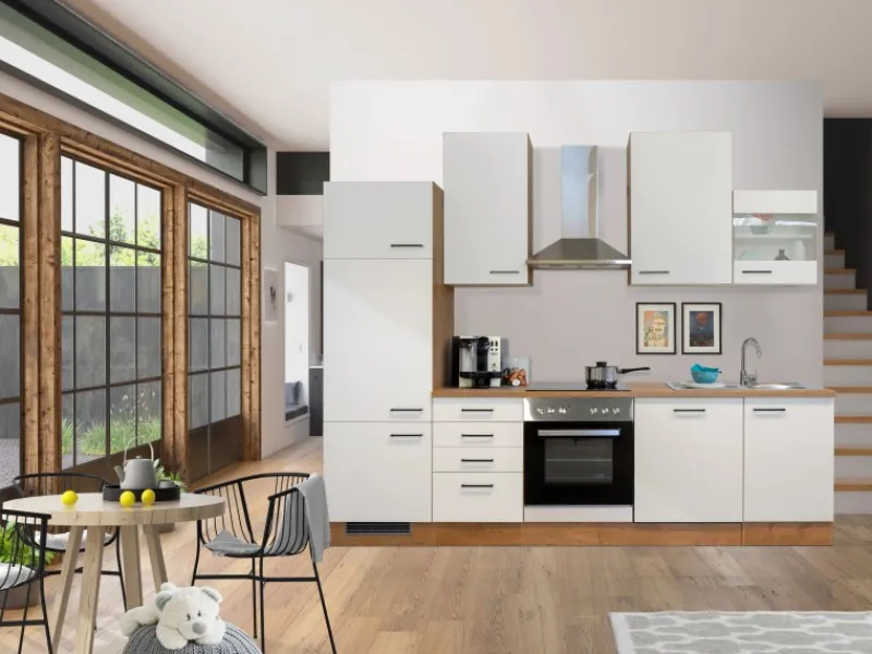 Discount Flex-Well Exclusiv Küchenzeile Vintea 280 cm Magnolia-Lancelot Oak