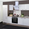 Flex-Well Exclusiv Herde|Kühlschränke<Küchenzeile Valero 270 cm Hochglanz Weiß-Sonoma Eiche