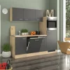 Flex-Well Exclusiv Küchenzeile Morena 210 cm Basaltgrau Matt-San Remo Eiche Hell< Single-Küchen|Winkelküchen