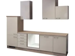 Flex-Well Exclusiv Kühlschränke|Küchenschränke<Küchenzeile Orlando 280 cm ohne E-Geräte Kaschmir Glanz