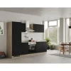 Online Flex-Well Exclusiv Küchenzeile Capri 270 cm Schwarz Matt-Endgrain Oak