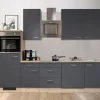 Flex-Well Exclusiv Küchenzeile Morena 280 cm Basaltgrau matt-San Remo Eiche hell< Einbauküchen|Kühlschränke