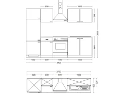 Flex-Well Exclusiv Küchenzeile Joelina 270 cm Weiß matt - Beton Grau< Kühlschränke|Küchenschränke