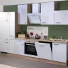 Flex-Well Exclusiv Küchenzeile Valero 310 cm Hochglanz Weiß-Sonoma Eiche< Einbauküchen|Küchenschränke