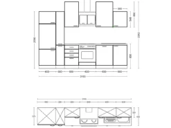 Flex-Well Exclusiv Küchenzeile Cara 310 cm Schilfgrün matt - Artisan Eiche< Einbauküchen|Kühlschränke