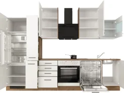 New Flex-Well Exclusiv Küchenzeile Vintea 310 cm Magnolia matt - Lancelot Oak