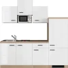 New Flex-Well Exclusiv Küchenzeile Valero 210 cm Hochglanz Weiß - Sonoma Eiche