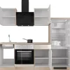 Flex-Well Exclusiv Küchenzeile Orlando 220 cm Kaschmir Glanz - Sonoma Eiche< Einbauküchen|Küchenschränke